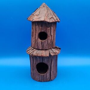 Primitive Vintage Rustic Two-Tiered Handmade Tree Bark Bird House
